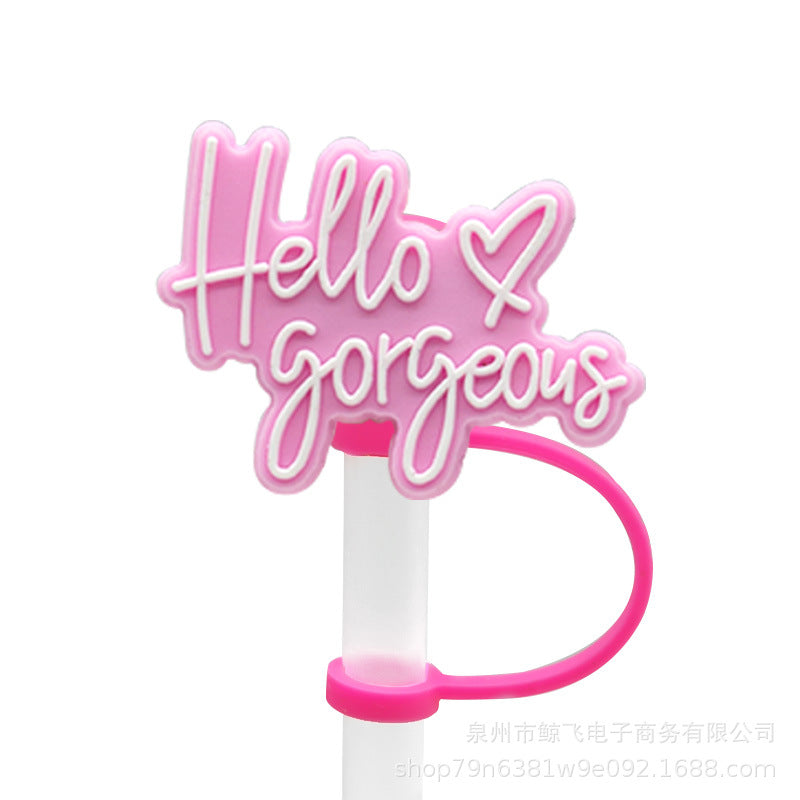 Wholesale Valentine's Day Love Silicone Straw Cap Cute Sweetheart Cartoon Straw Decorative Lid Straw Plug Straw Sleeve Straw Holder